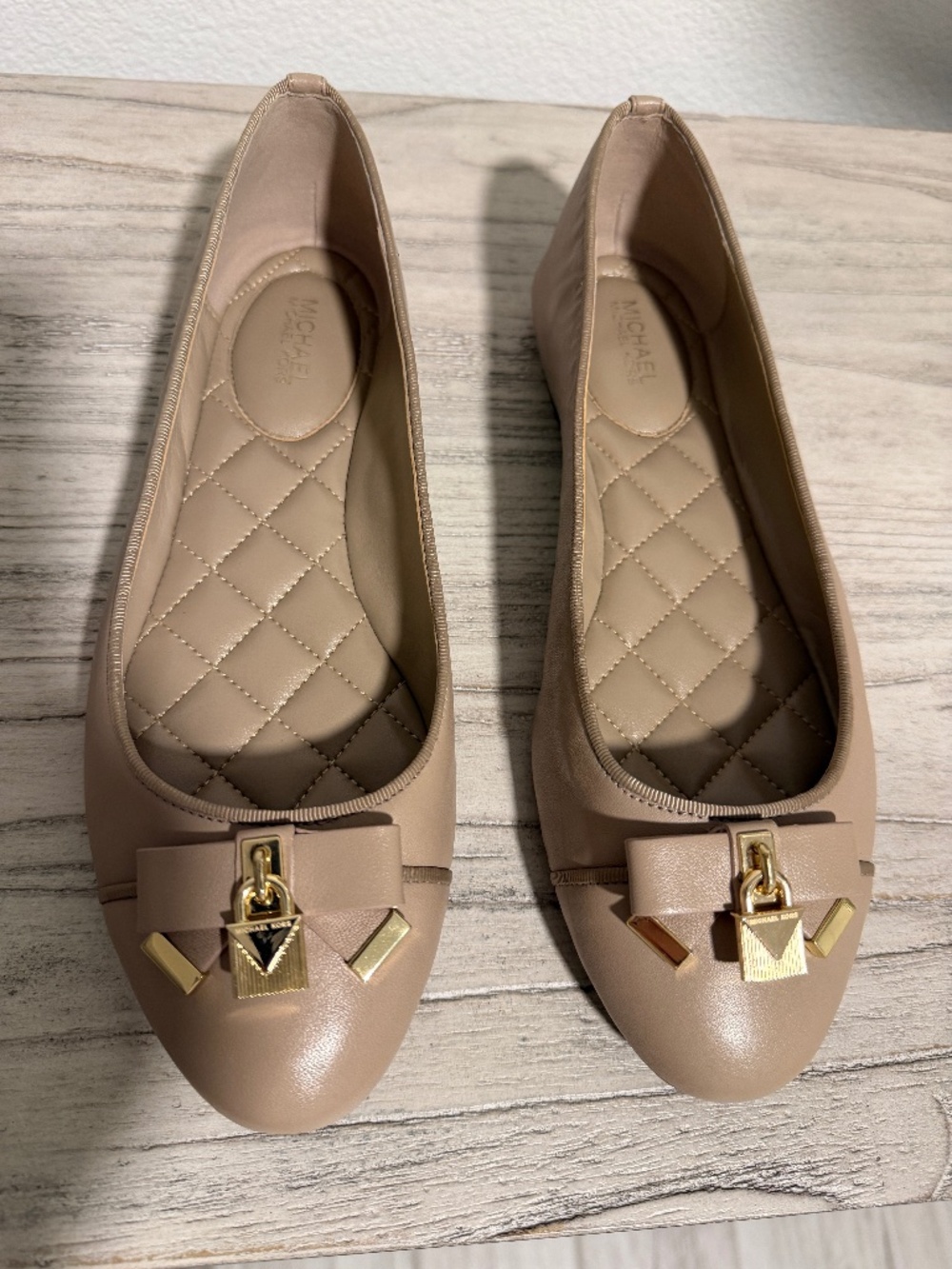 Michael Kors Alice Ballet Leather Flats, Size 8M